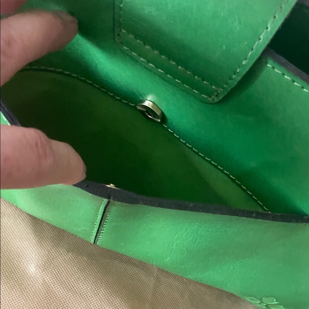 Patricia Nash Green Tooled Leather Floral Tote with Gold Accents - Picture 8 of 11